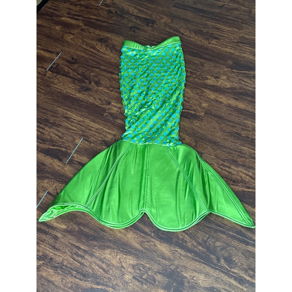 Roma‎ Costume Mermaid Tail Skirt Green Turquoise Sequin Scales Metallic Small